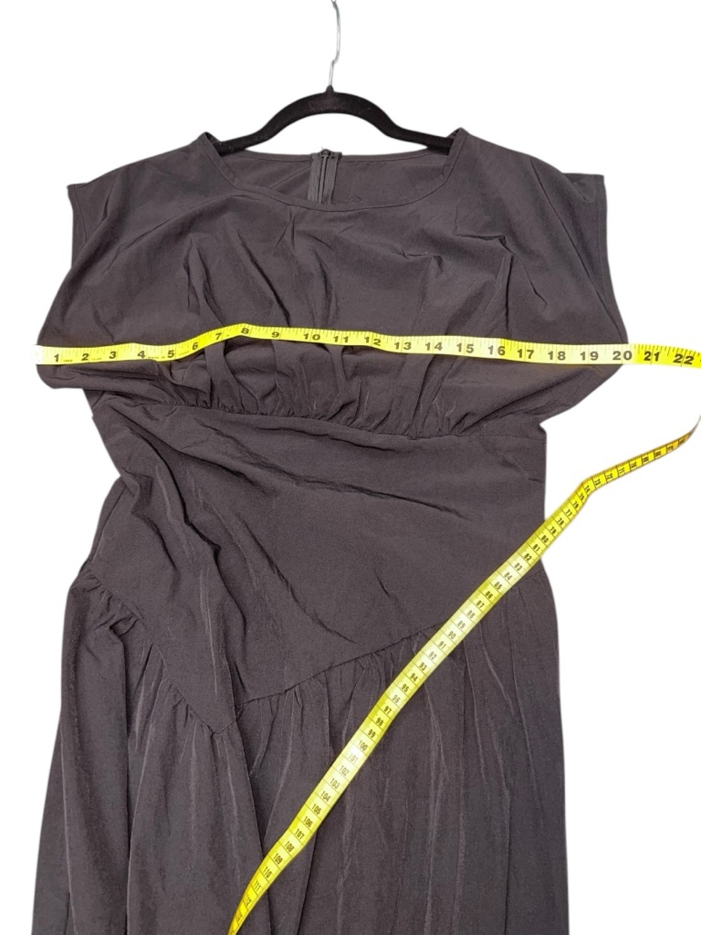 Black Tiered Midi Dress Sleeveless Fit & Flare Flowy Size L (No Tag) - Picture 4 of 4
